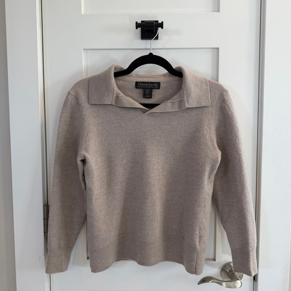 Christian Lacroix Beige V-Neck Sweater
